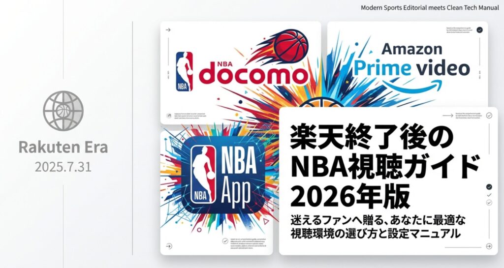 NBA視聴ガイド2026年版の表紙画像。楽天終了後の最適な視聴環境の選び方と設定マニュアル。