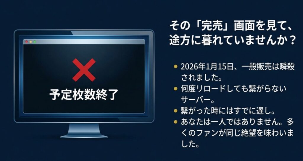 PC画面に大きく赤いバツ印と「予定枚数終了」の文字が表示されているイメージ画像。