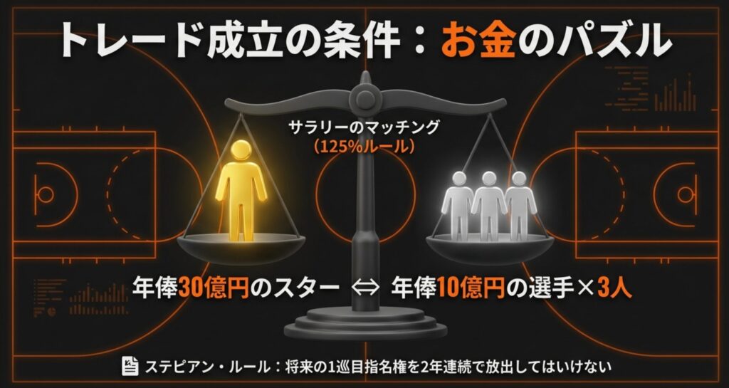 NBAトレードデッドラインにおける買い手チームと売り手チームの関係図